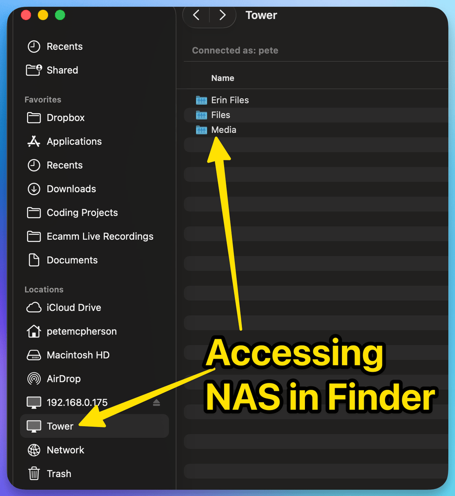 NAS file finder screenshot